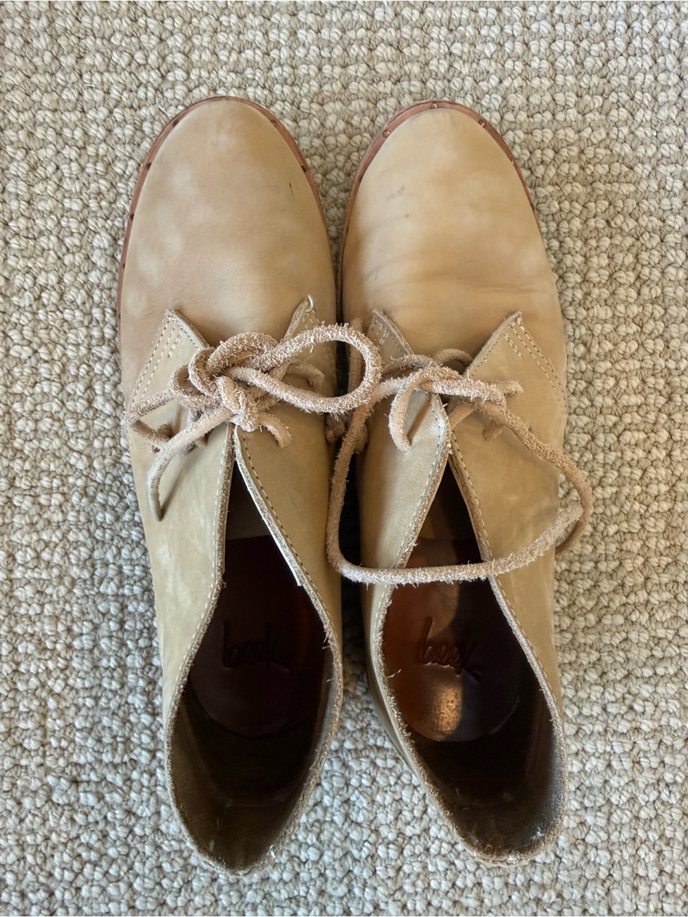 beek Beige Suede Lace-Up Ankle Booties